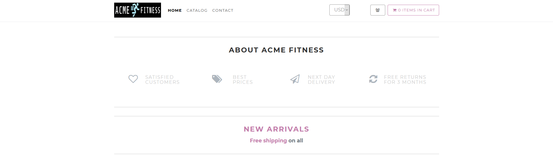 ACME Fitness Homepage